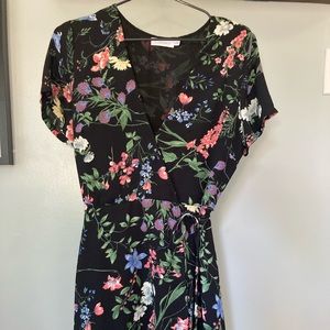 Lush floral A-line mini wrap dress